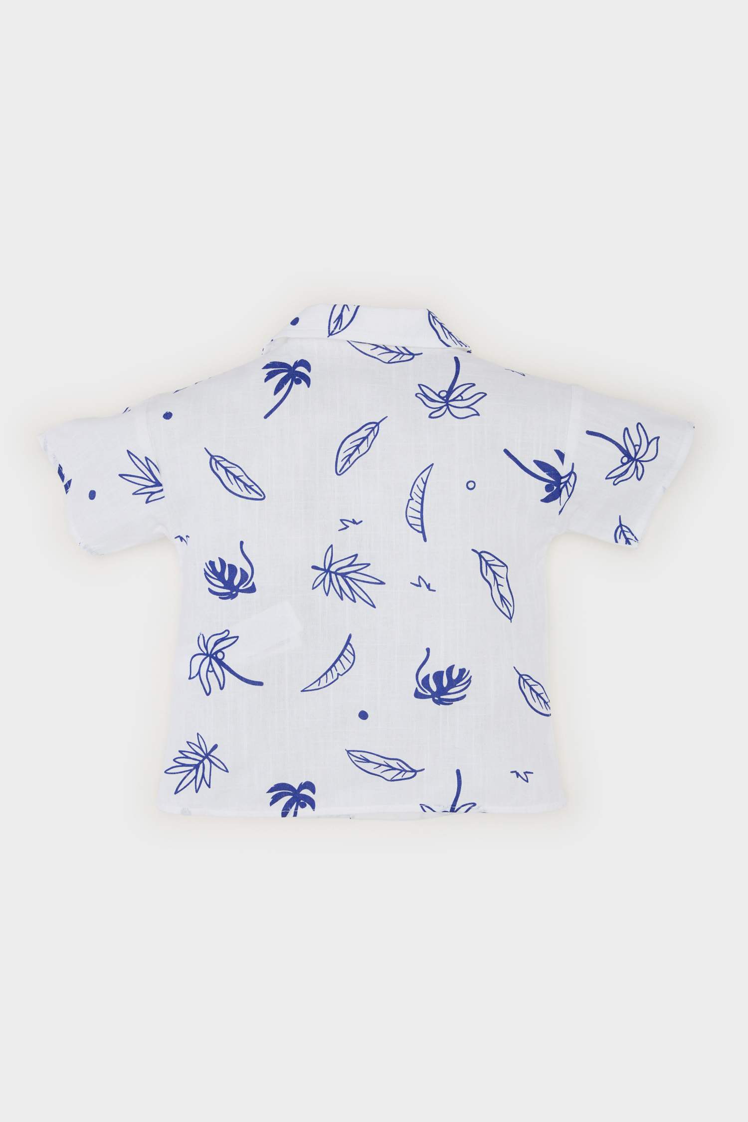 Man Baby Tropical Patterned Flamed Poplin Short Sleeve Shirt