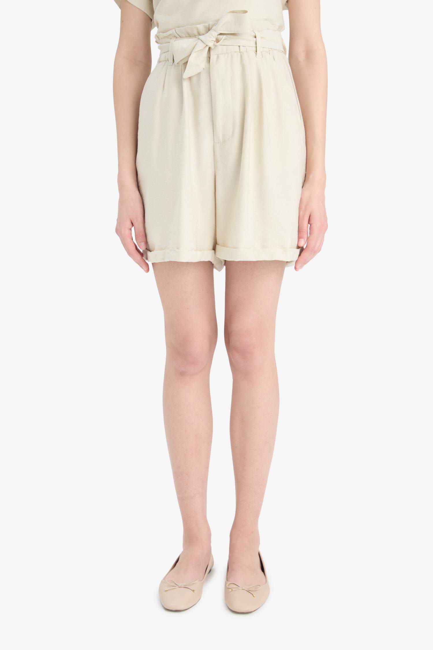 High waisted knit shorts