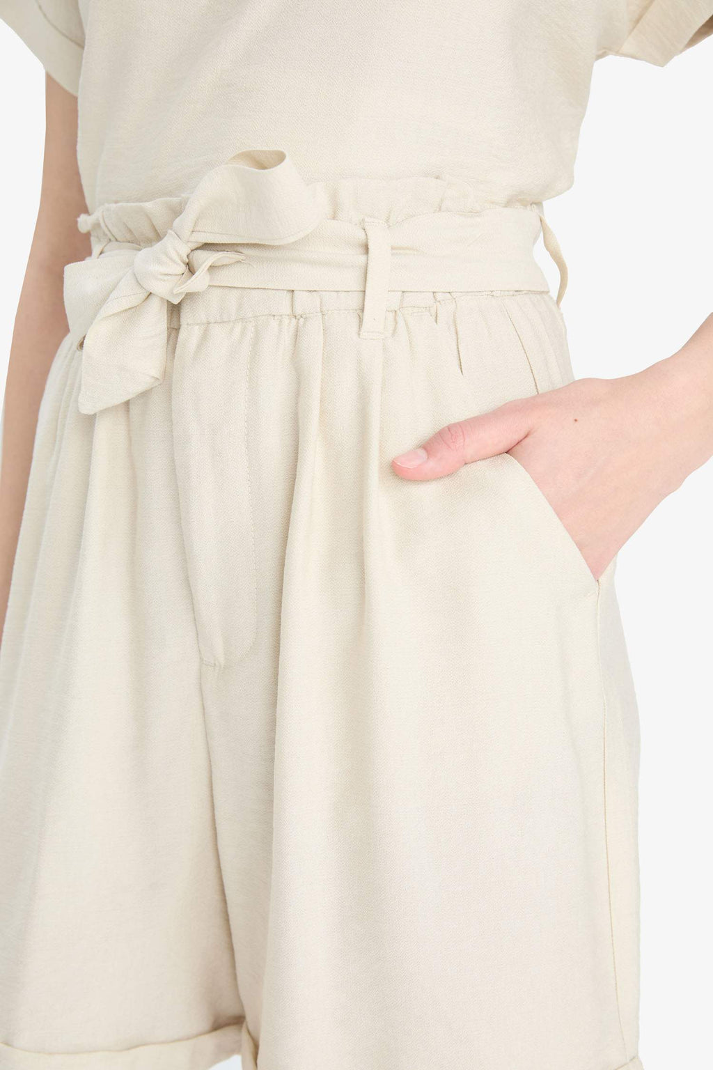 High waisted knit shorts