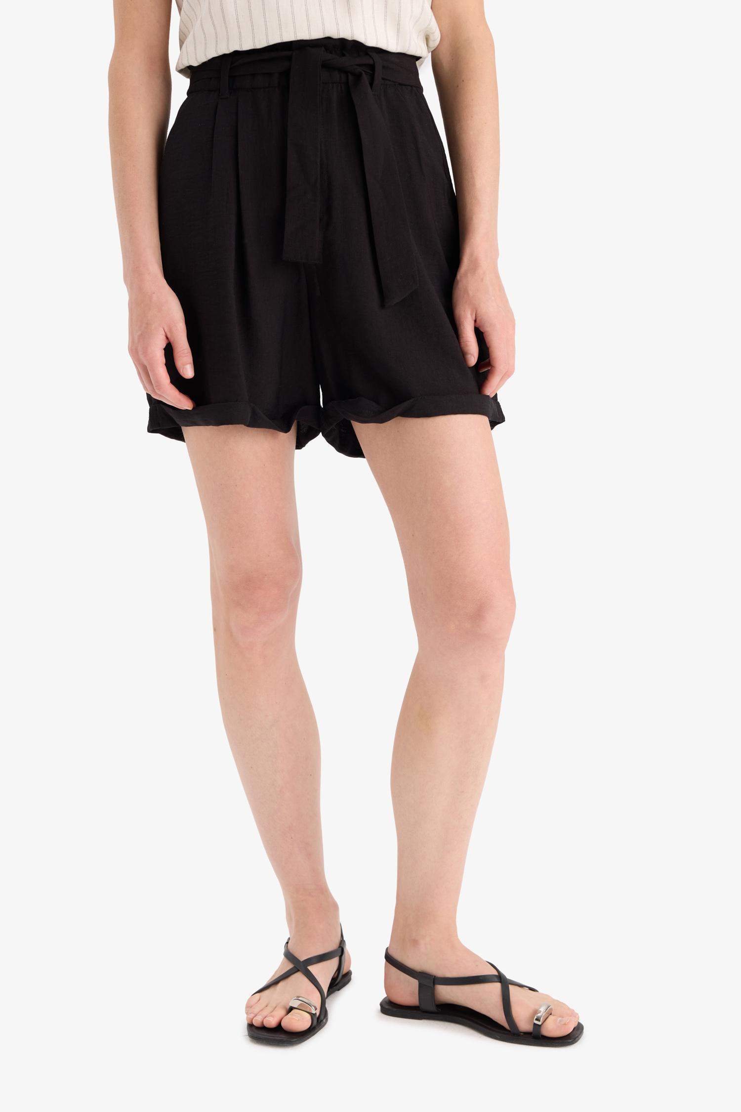 High waisted knit shorts