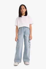 Wide-leg jeans with pockets for girls