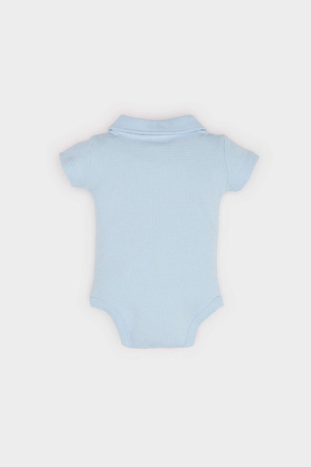 Male Baby Neonatal Polo Neck Printed Waffle Short Sleeve Snap Body