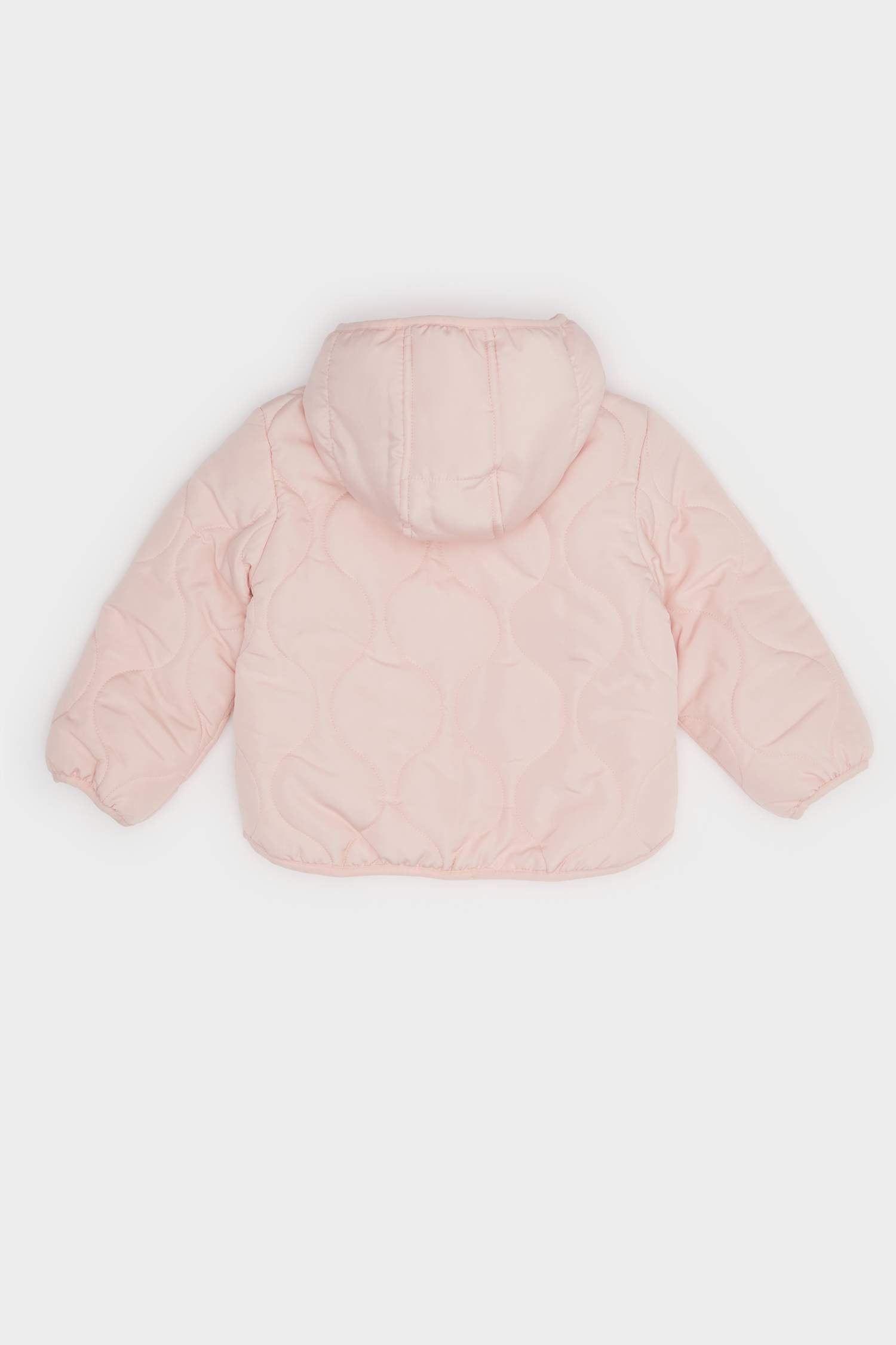 Baby Girl Windproof Water Repellent Quilted Hooded Snap-On Puffer Coat