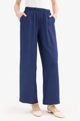 Wide Leg Crinkle Fabric Trousers