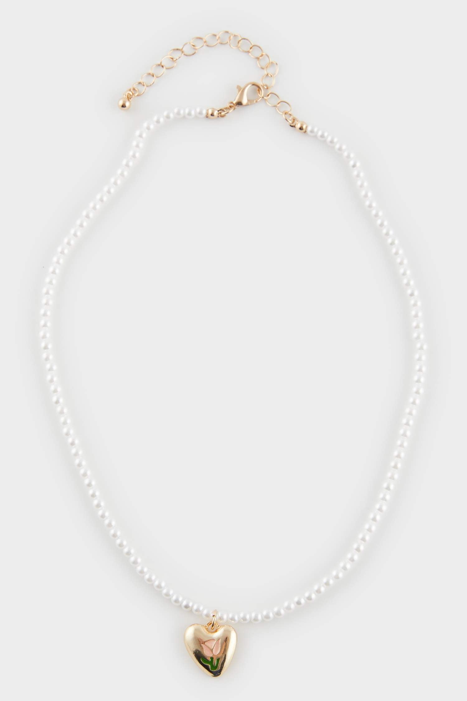 Women's Heart Pearl Gold Necklace
