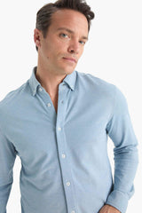 Regular Fit Polo Collar Cotton Long-Sleeve Shirt