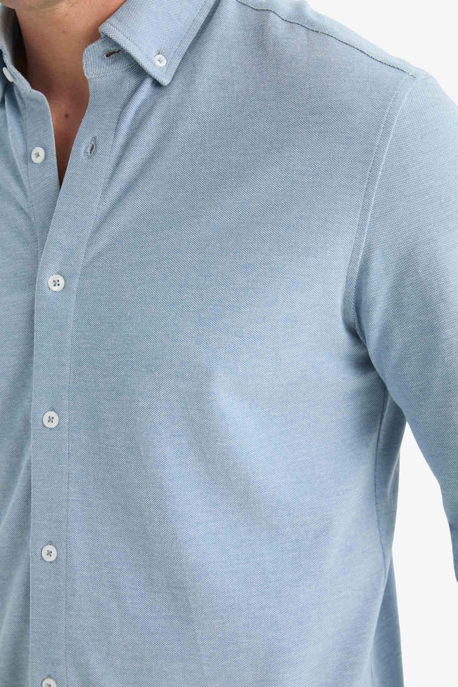 Regular Fit Polo Collar Cotton Long-Sleeve Shirt