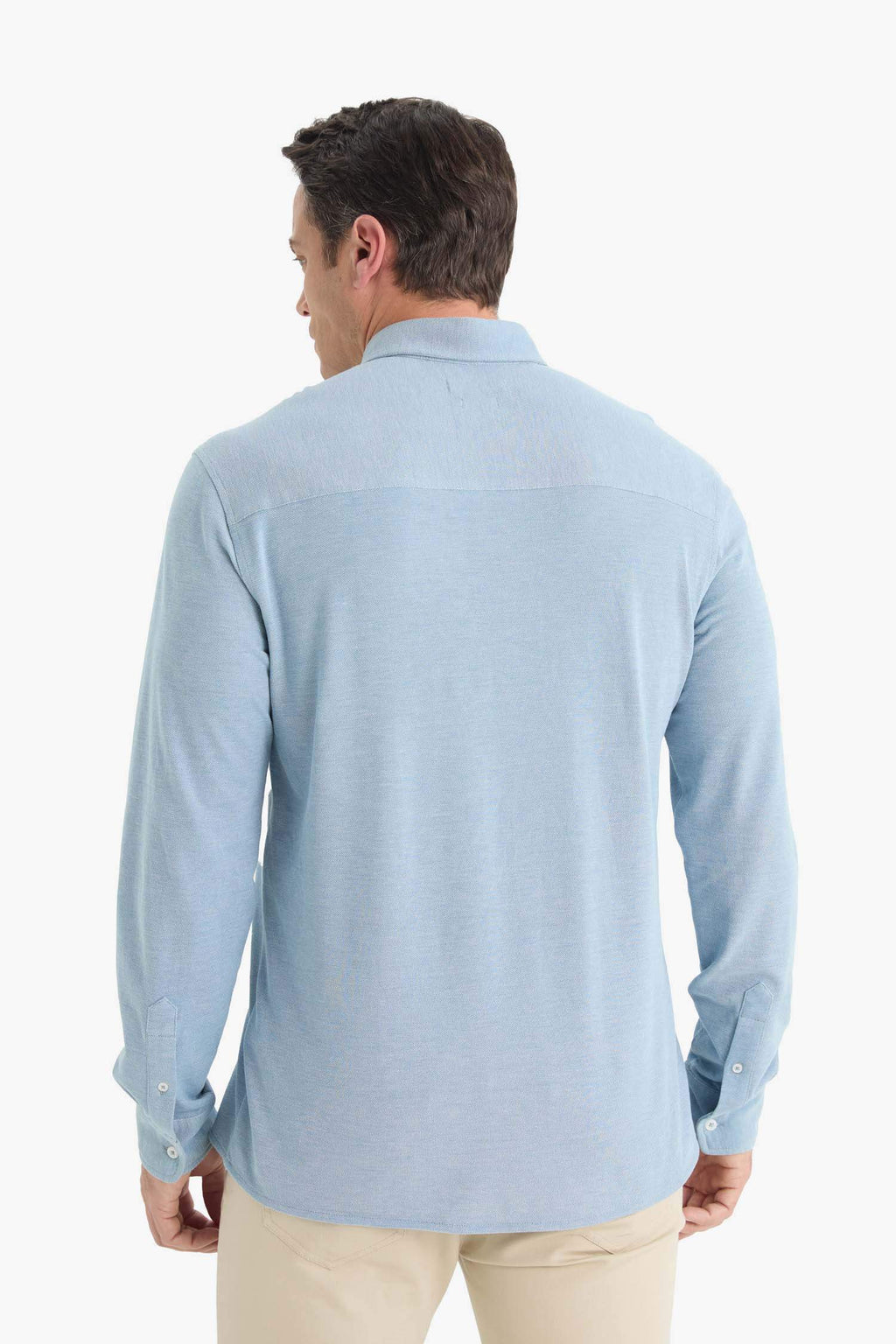 Regular Fit Polo Collar Cotton Long-Sleeve Shirt