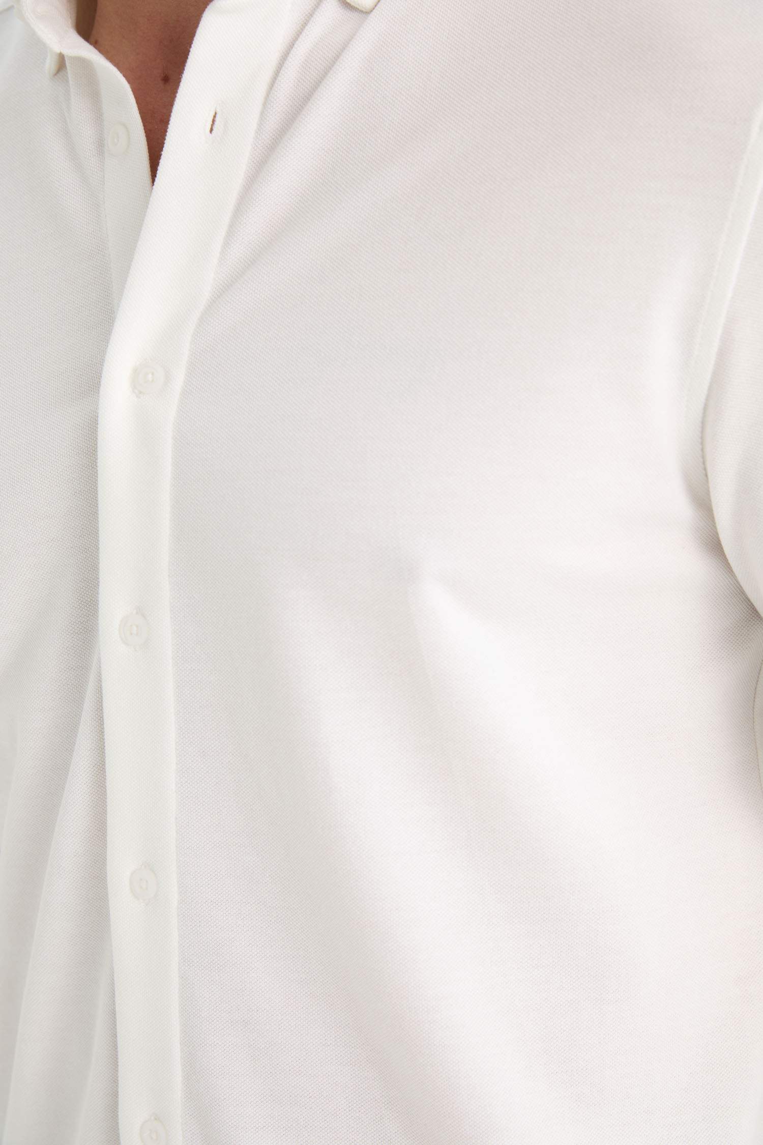 Regular Fit Polo Collar Cotton Long-Sleeve Shirt