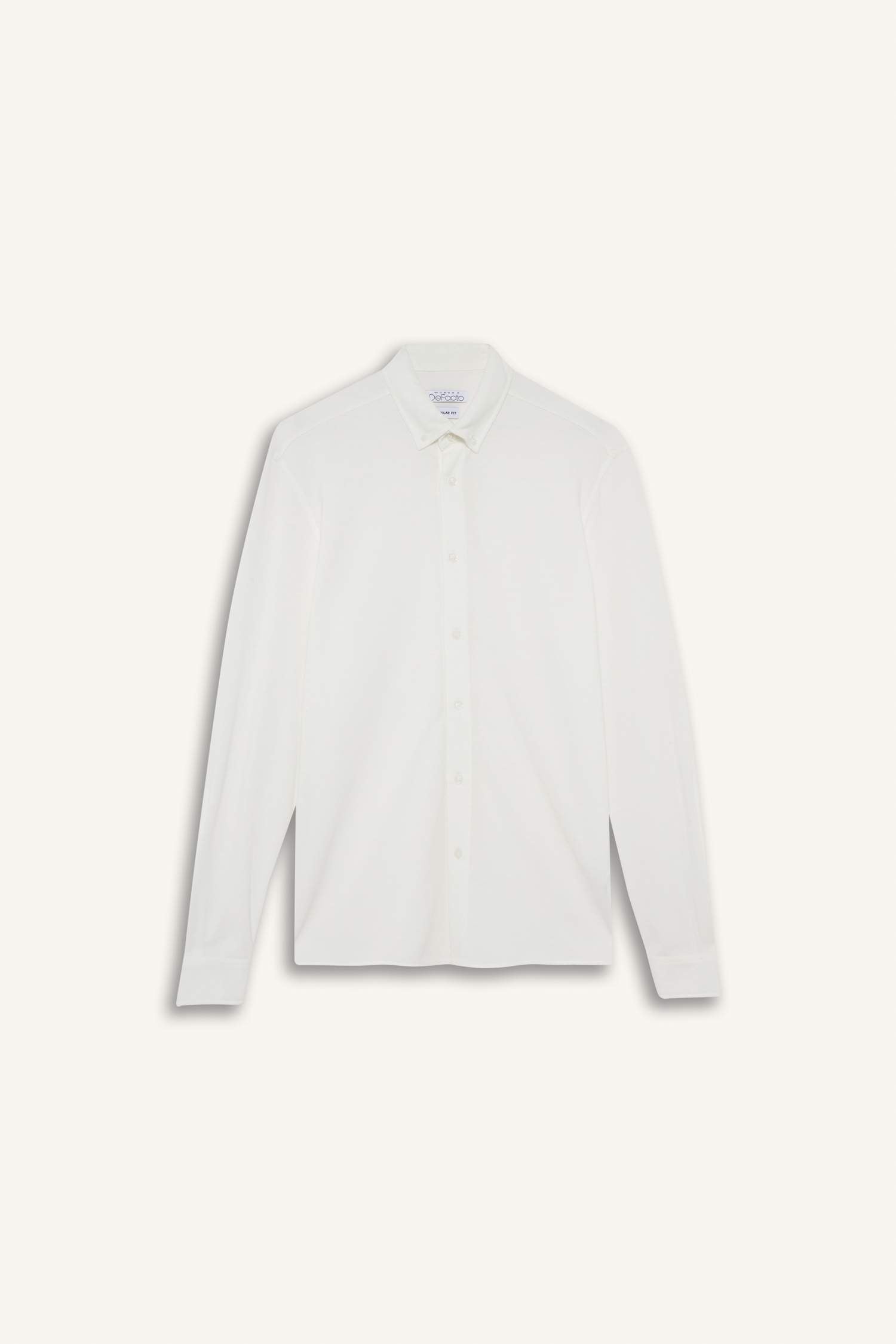 Regular Fit Polo Collar Cotton Long-Sleeve Shirt