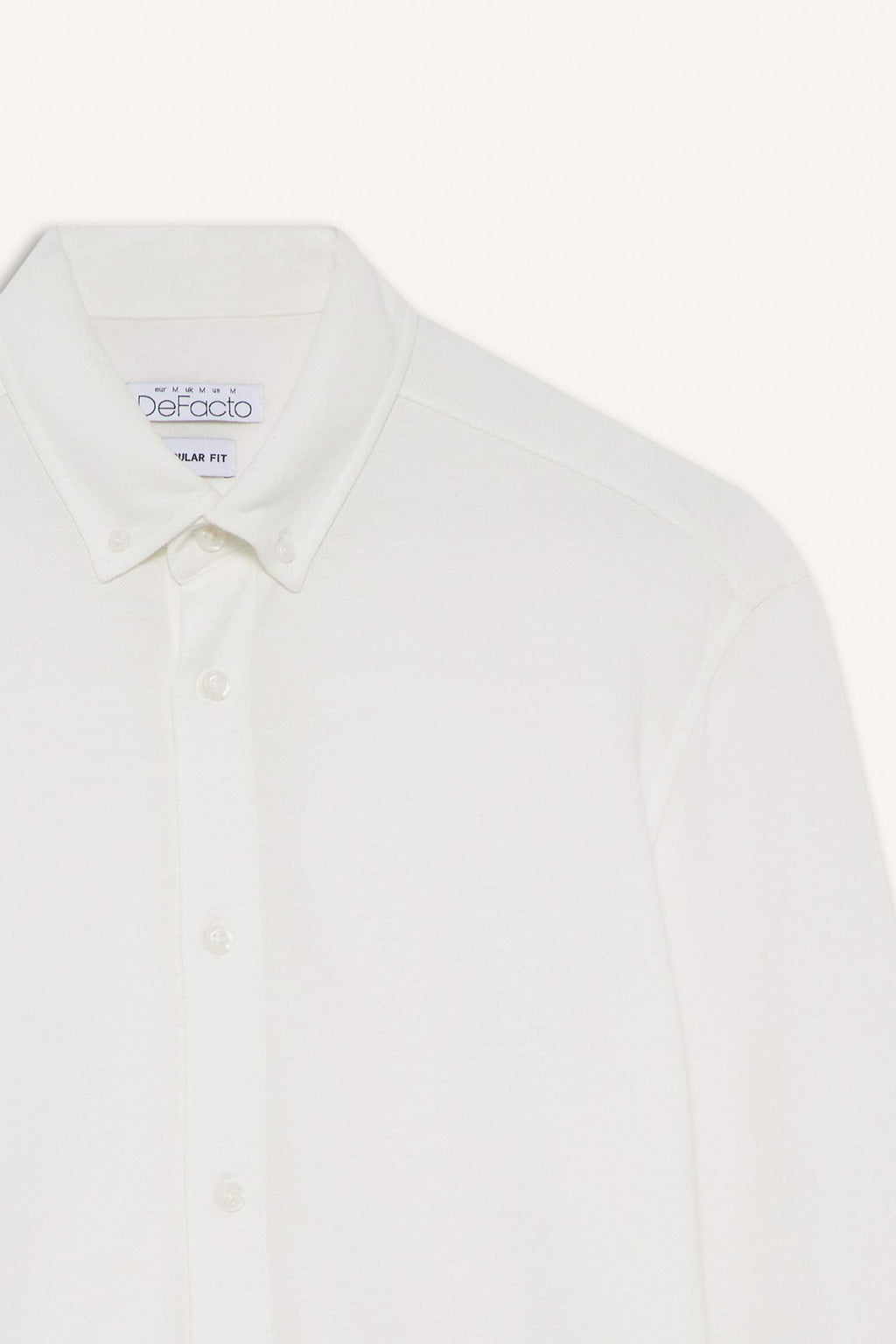 Regular Fit Polo Collar Cotton Long-Sleeve Shirt