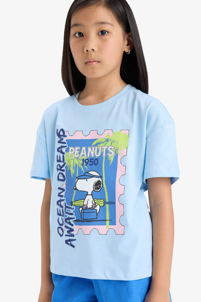 Girls Snoopy Relax Fit Crew Neck Short Sleeve T-Shirt Hover Image