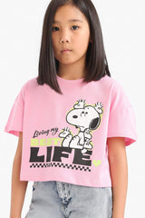 Girls Snoopy Crew Neck Short Sleeve T-Shirt