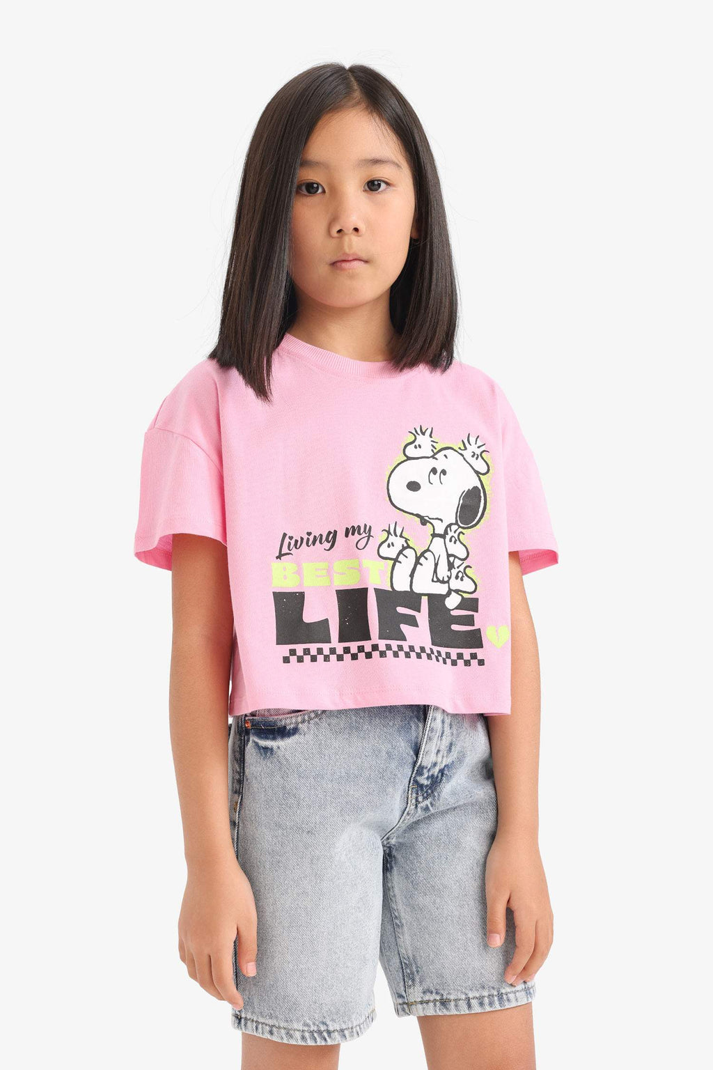 Girls Snoopy Crew Neck Short Sleeve T-Shirt