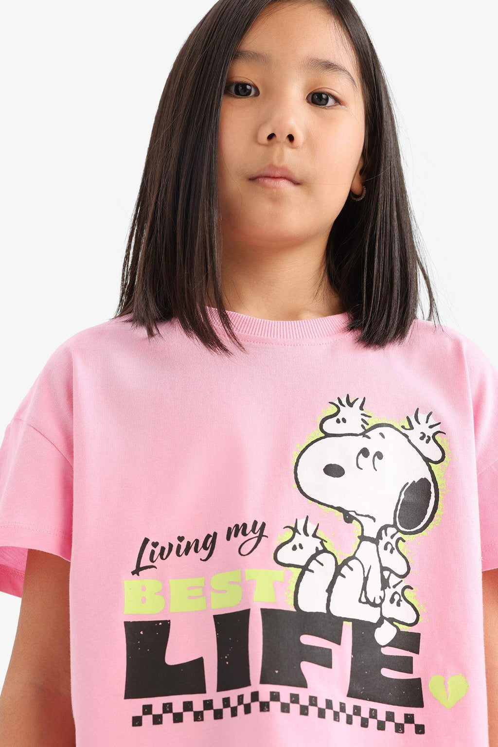 Girls Snoopy Crew Neck Short Sleeve T-Shirt