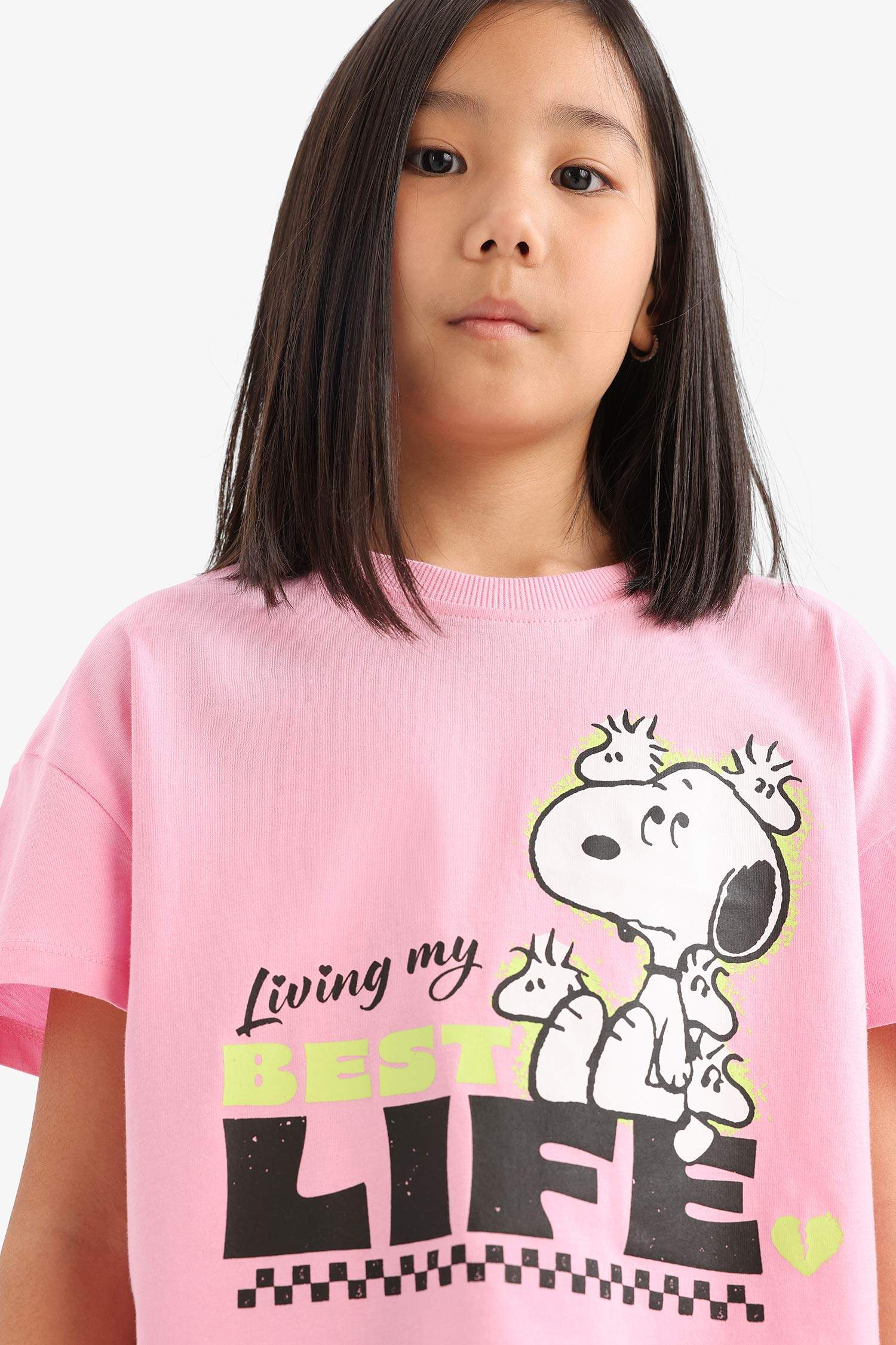 Girls Snoopy Crew Neck Short Sleeve T-Shirt