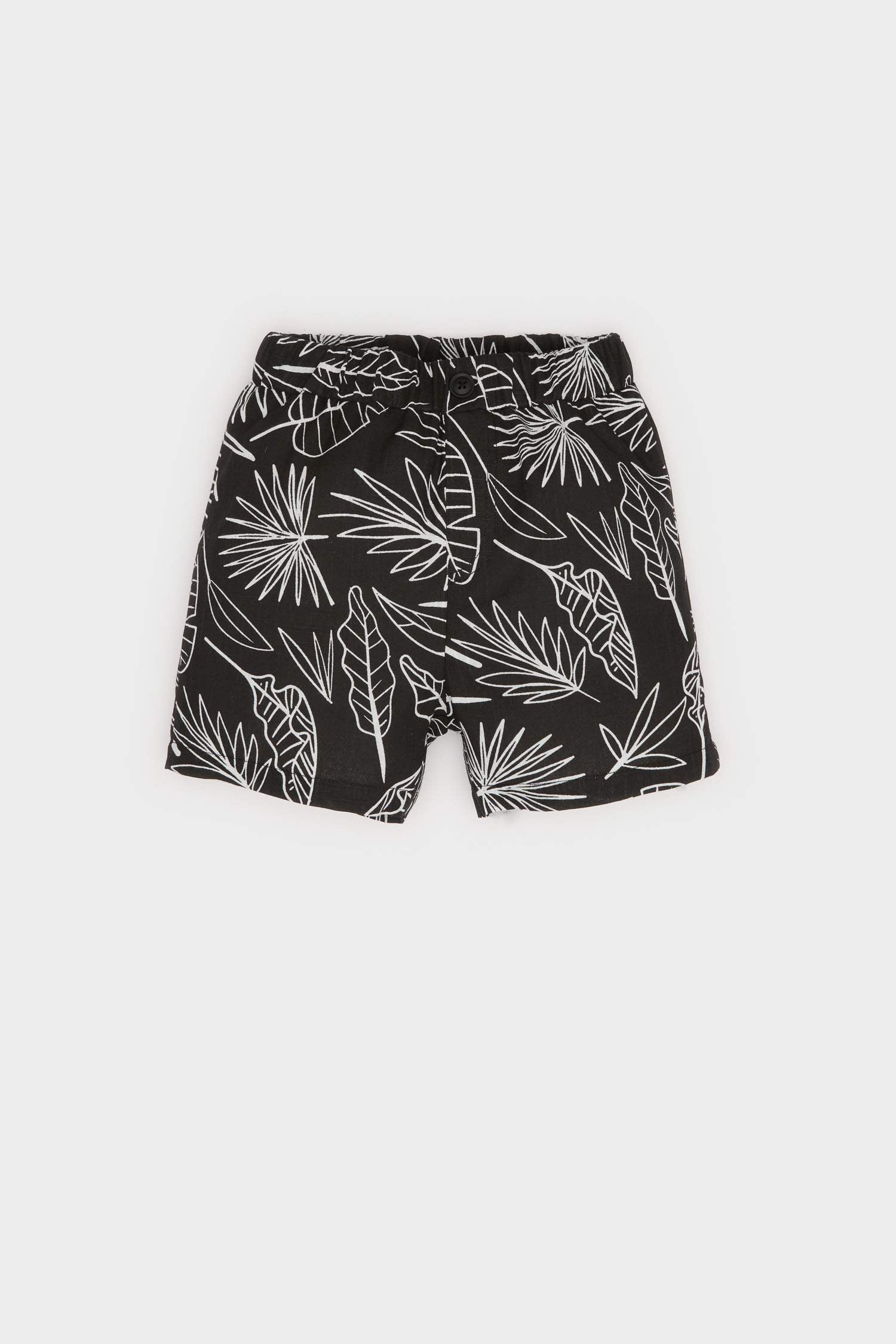 Man Baby 2 Pcs Set Patterned Flamed Poplin Short Sleeve Shirt Waist Rubber Shorts