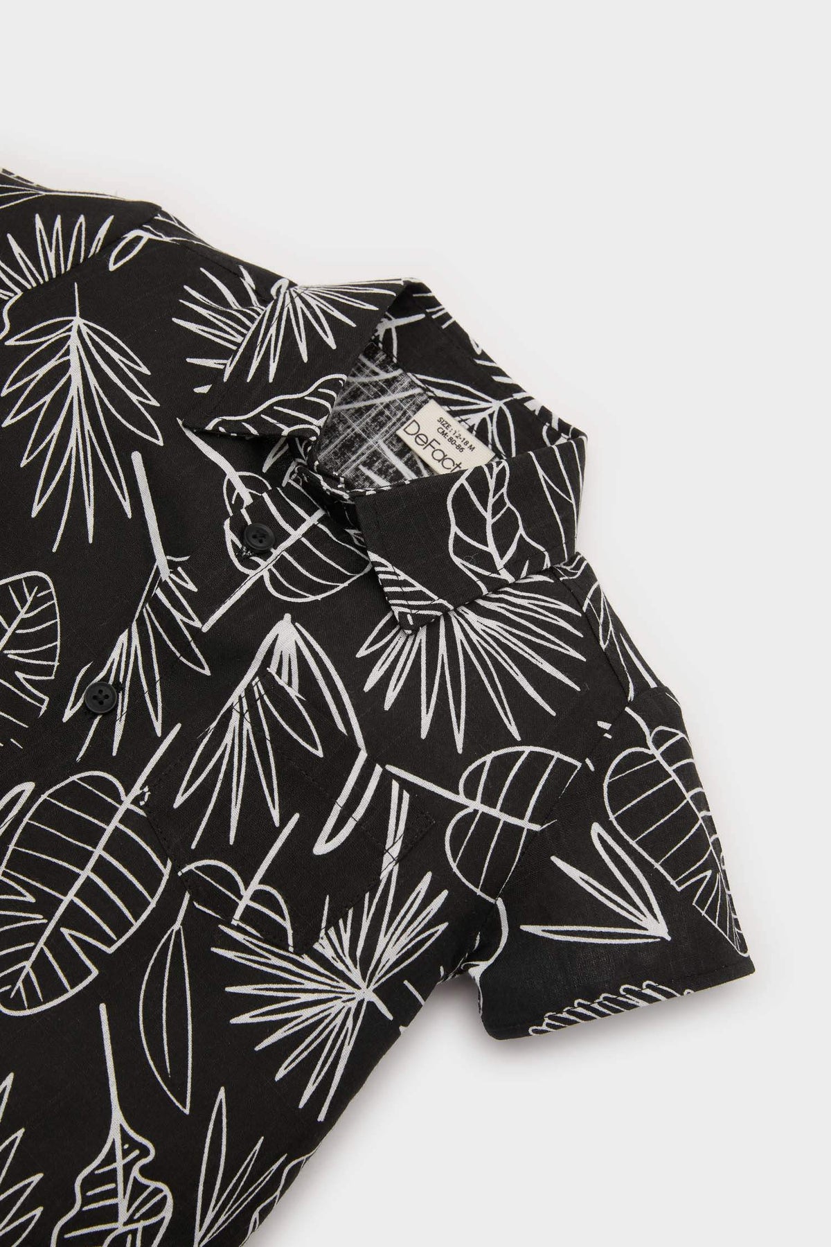 Man Baby 2 Pcs Set Patterned Flamed Poplin Short Sleeve Shirt Waist Rubber Shorts