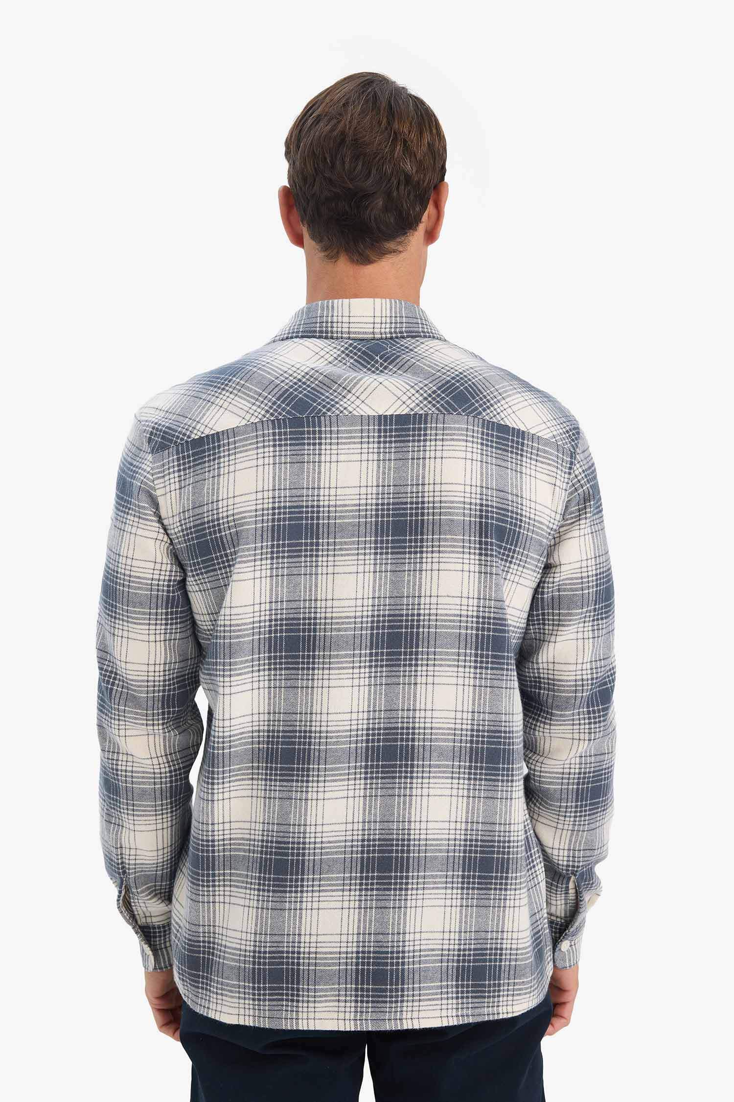 Regular Fit Polo Collar Checkered Flannel Long Sleeve Shirt