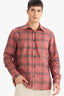 Regular Fit Polo Collar Plaid Cotton Long-Sleeve Shirt