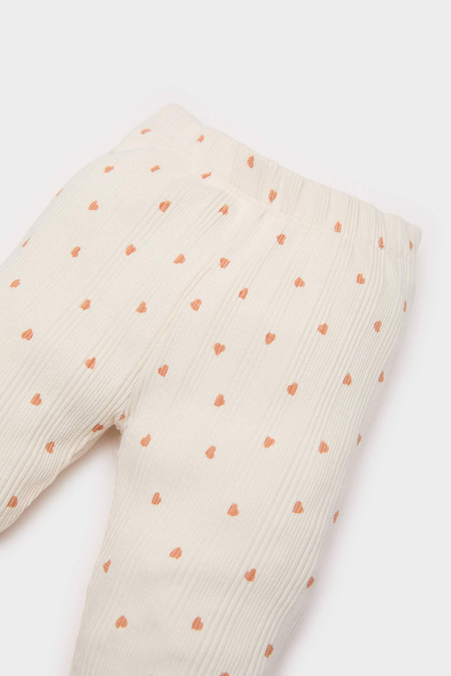 Baby Girl Regular Fit Heart Patterned Corduroy Trousers Main Image