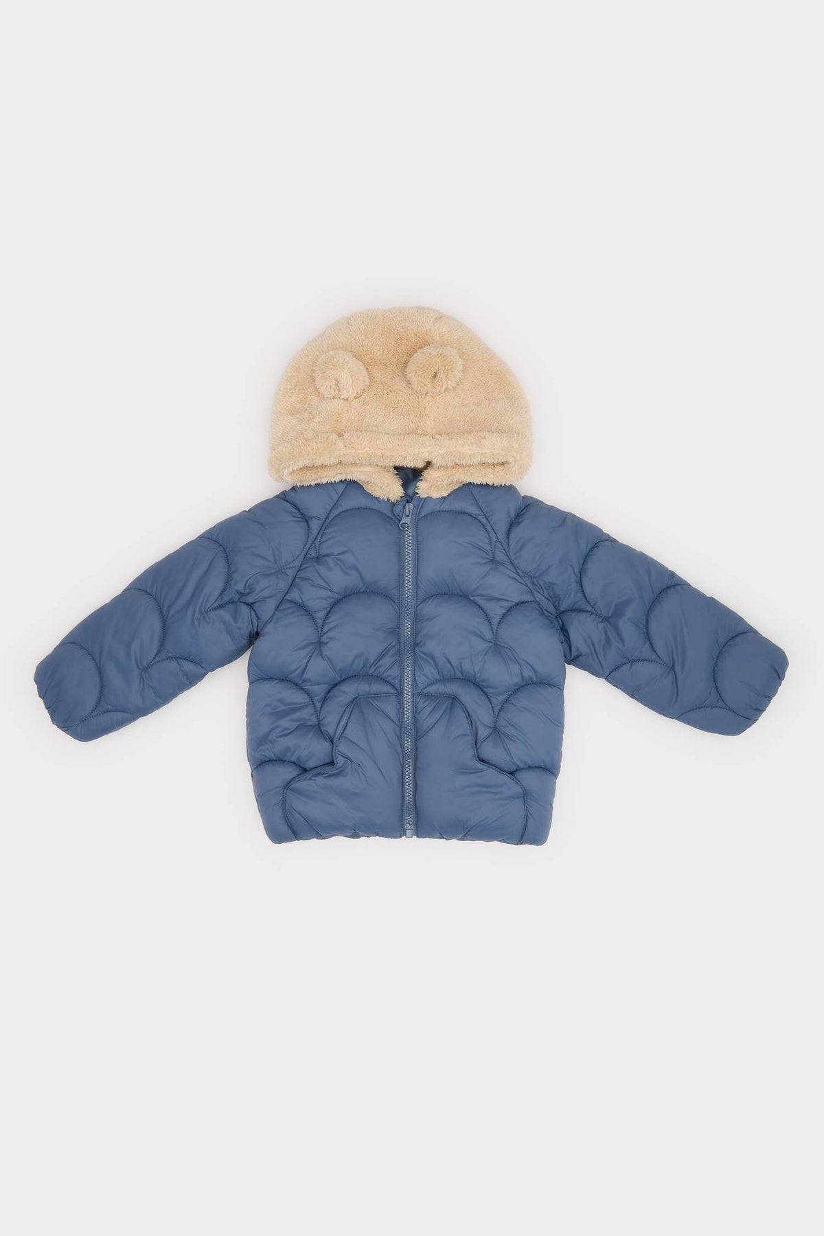 Baby Boy Hooded Zippered Quilted Coat