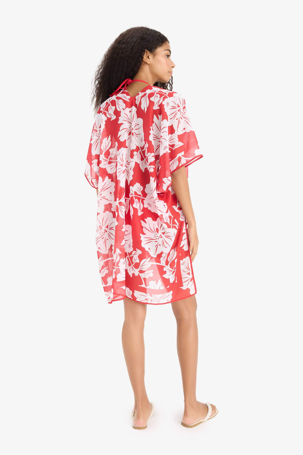 Regular Fit Tropical Printed Chiffon Beach Kimono-Fall in Love