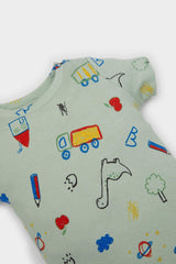 Baby Boy Dinosaur Printed Snap Body Shorts 2 Piece Set