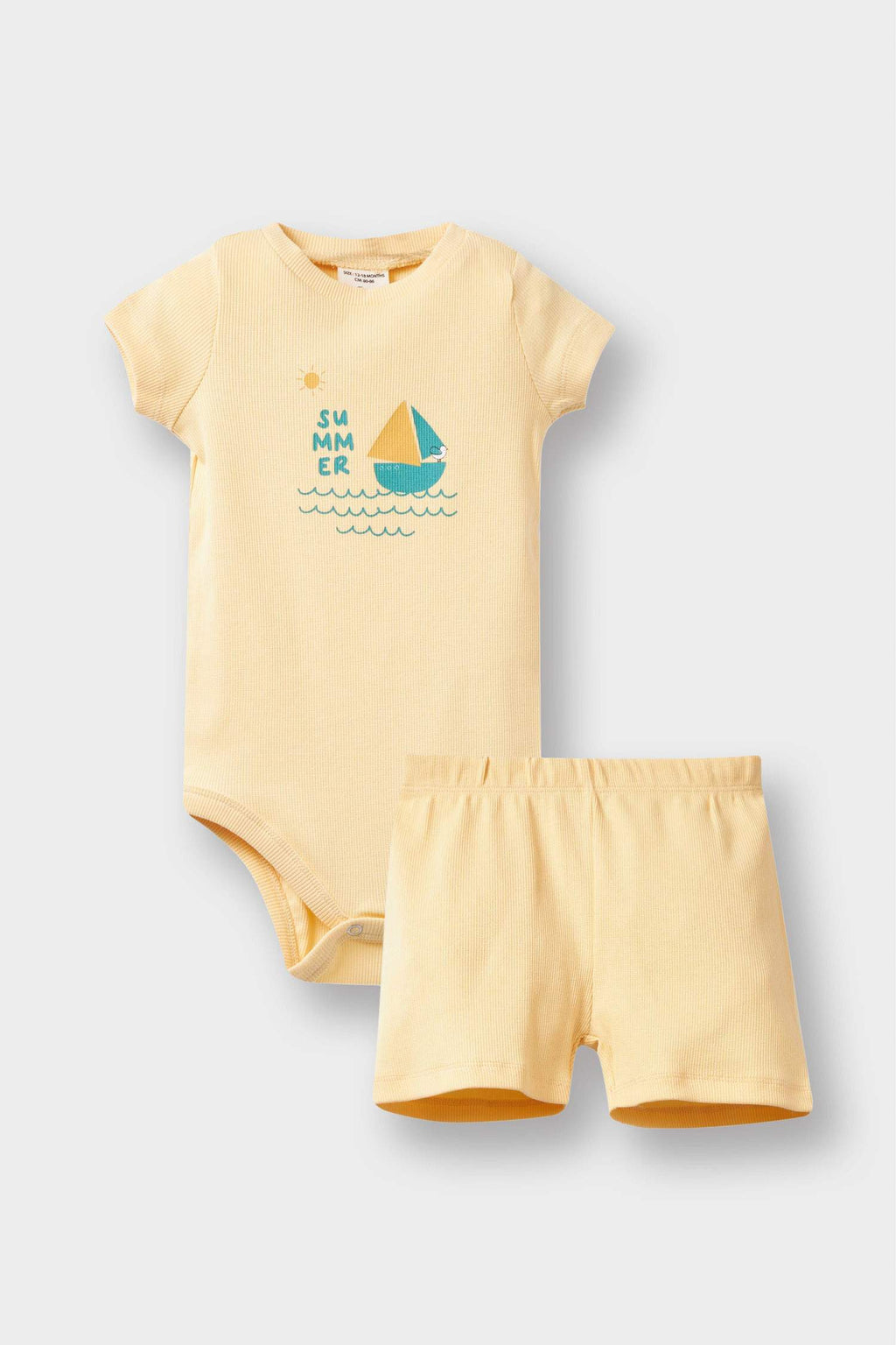 Baby Boy 2-Piece Set Printed Ribbed Camisole Short Sleeve Snap Body Shorts