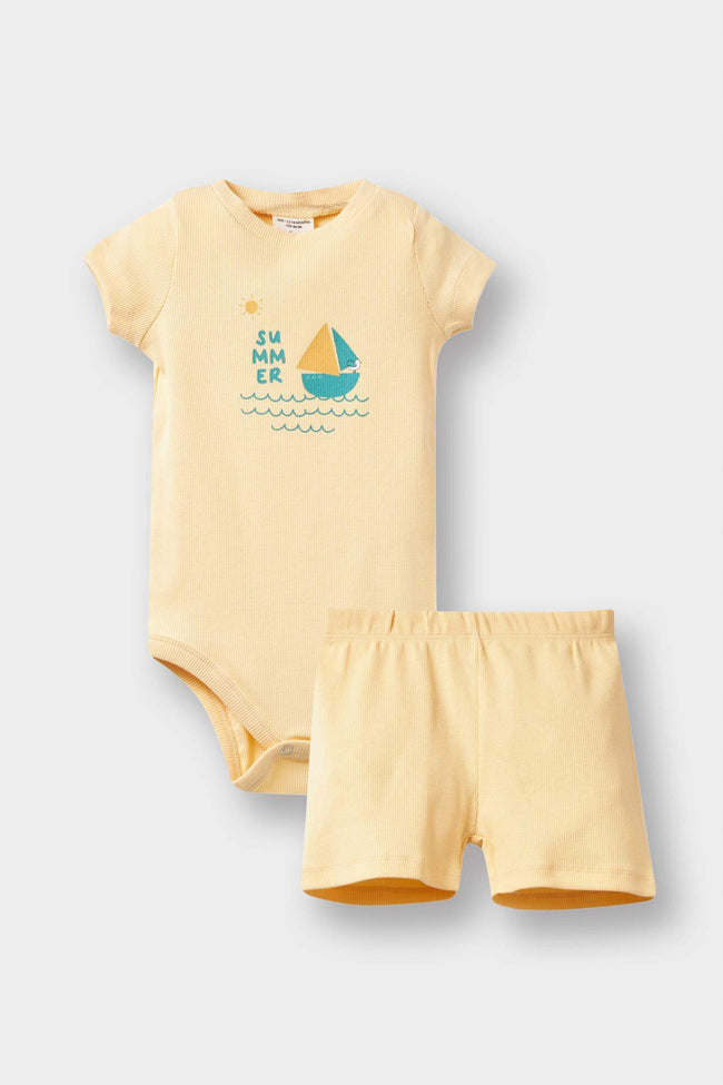 Baby Boy 2-Piece Set Printed Ribbed Camisole Short Sleeve Snap Body Shorts Hover Image