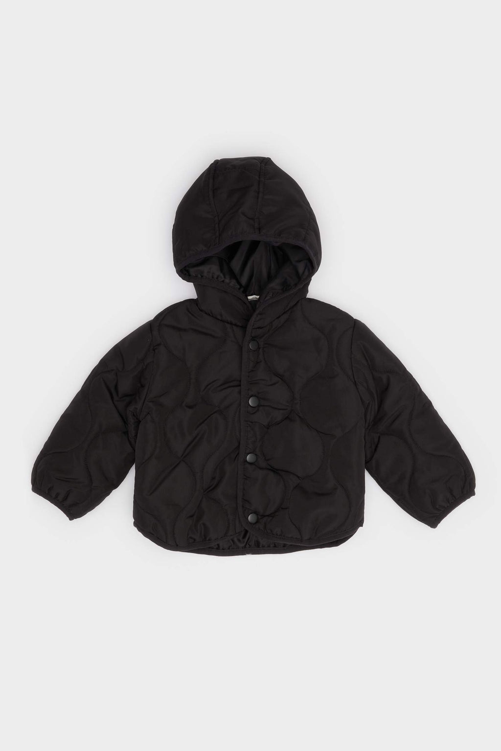 Baby Boy Waterproof Hooded Snap-Button Quilted Jacket
