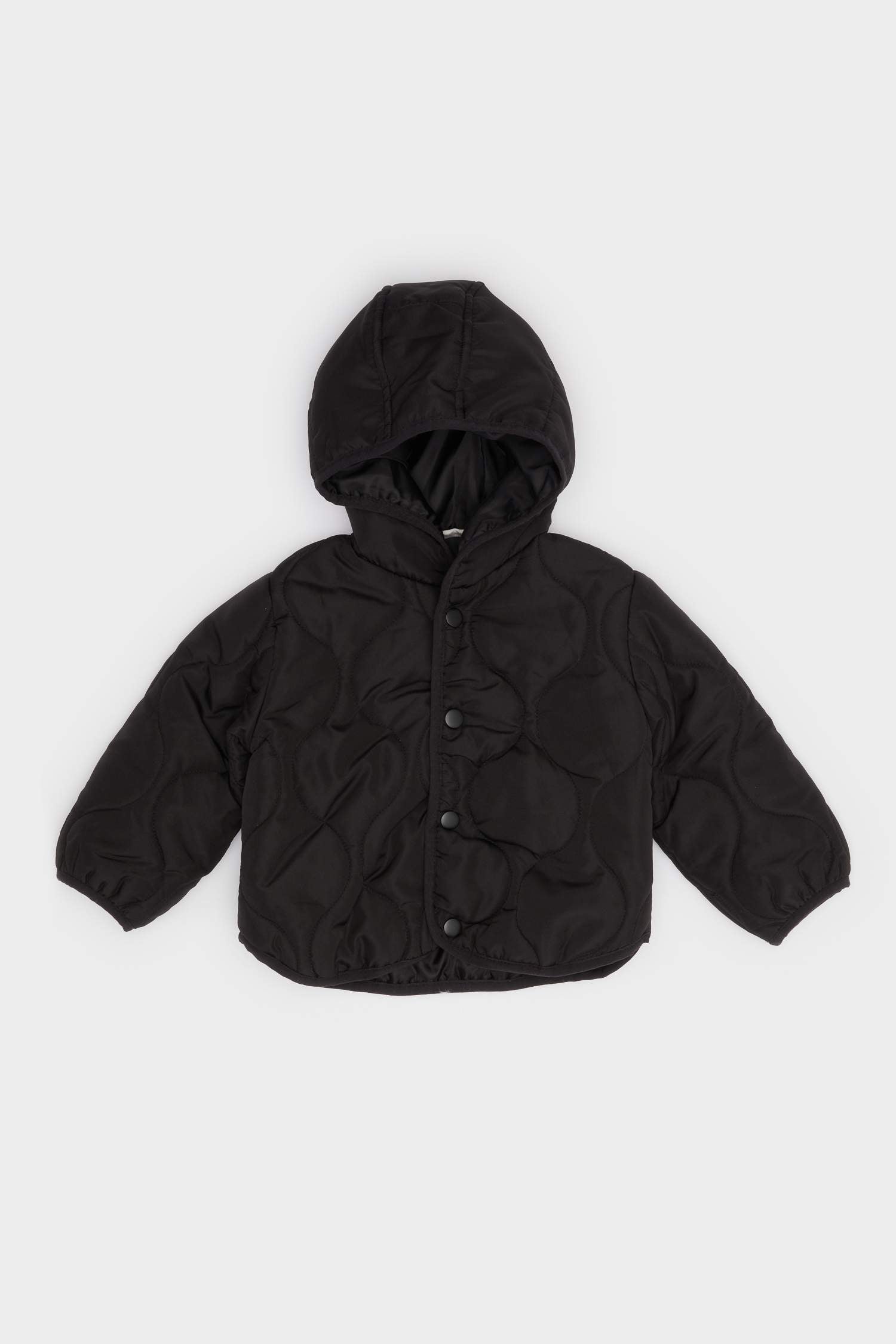 Baby Boy Waterproof Hooded Snap-Button Quilted Jacket