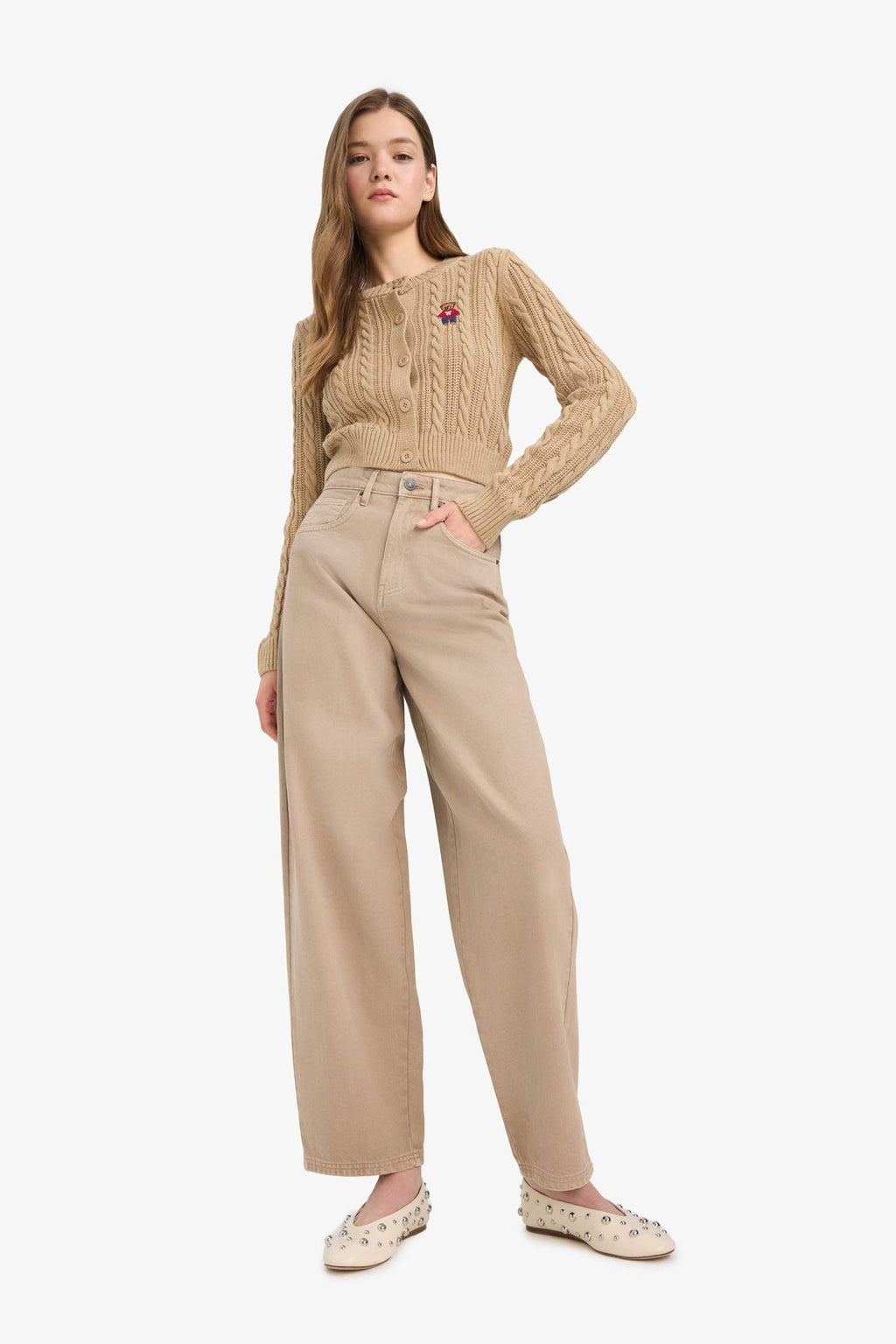 Cool Regular Fit Crew Neck Buttoned Knit Cardigan