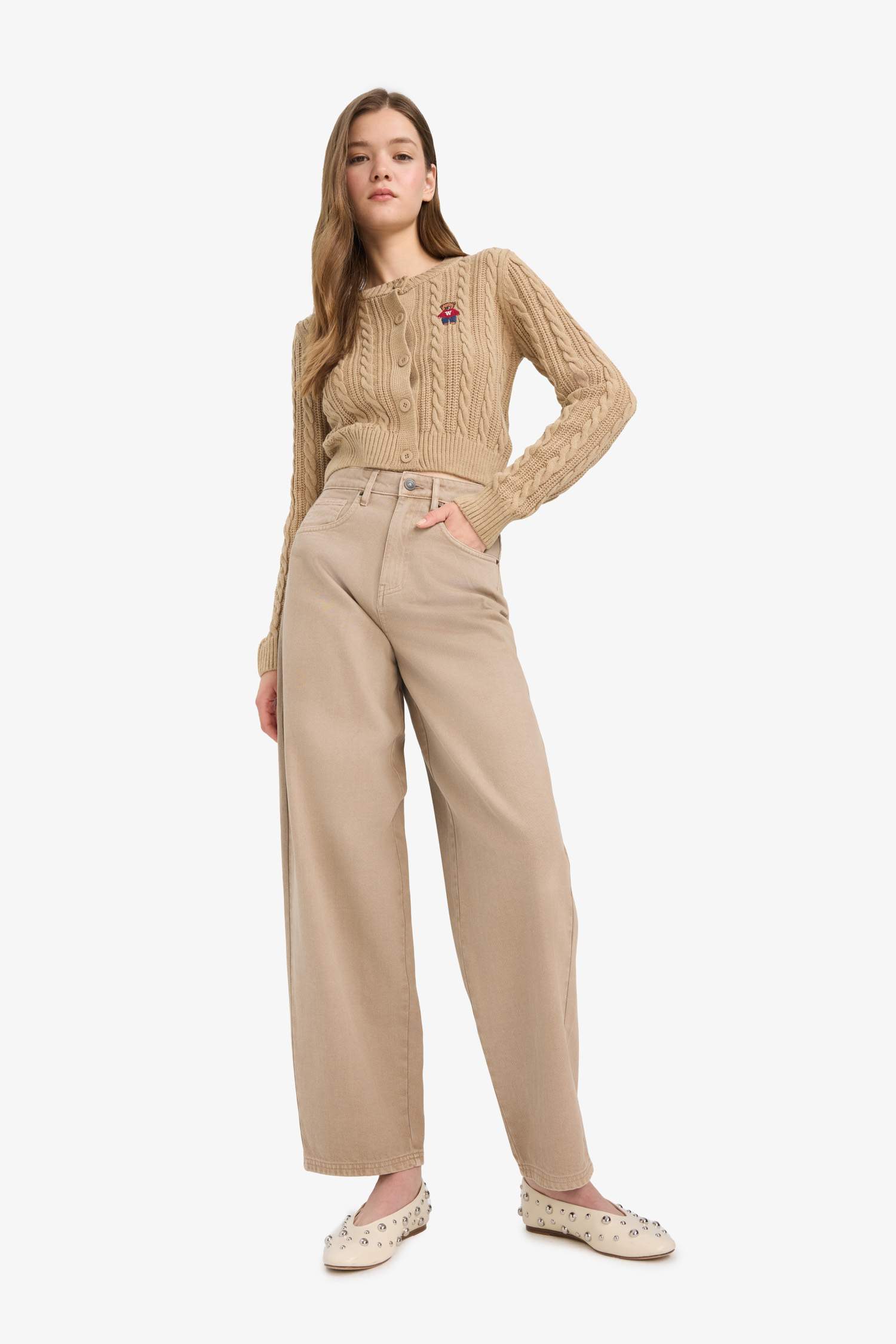 Cool Regular Fit Crew Neck Buttoned Knit Cardigan