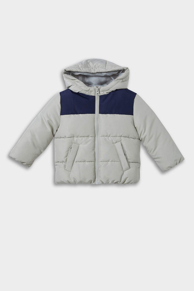 Baby Boy Waterproof Hooded Zippered Puffer Coat Hover Image