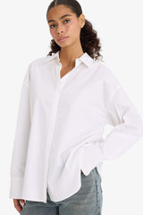 Oversize Fit Shirt Collar Poplin Long Sleeve Shirt