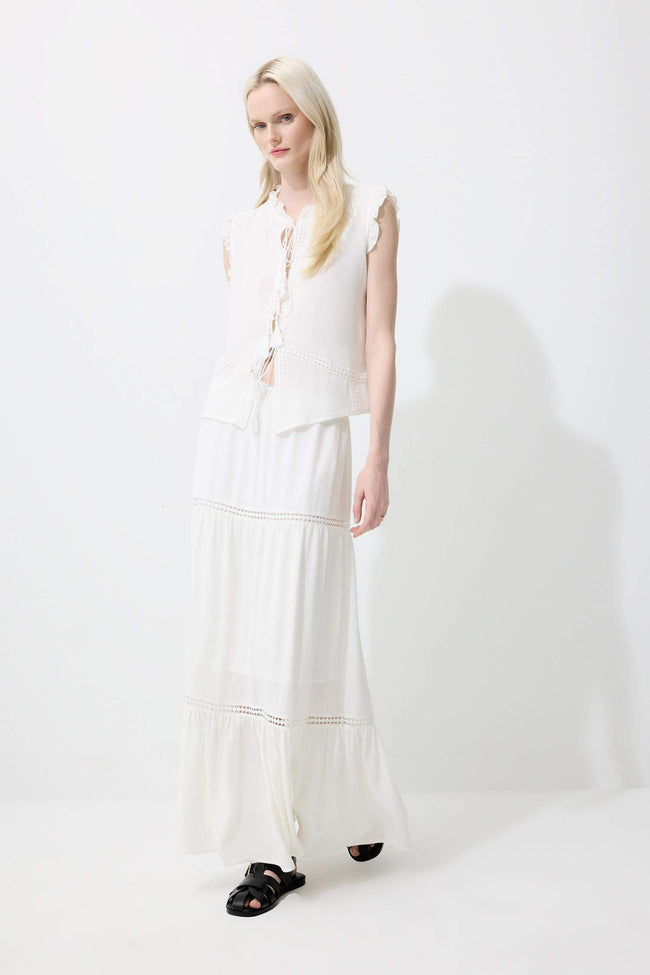 A-Line Normal Waist Lined Crinkle Viscose Maxi Skirt Hover Image