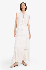 A-Line Normal Waist Lined Crinkle Viscose Maxi Skirt