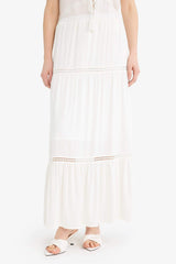 A-Line Normal Waist Lined Crinkle Viscose Maxi Skirt