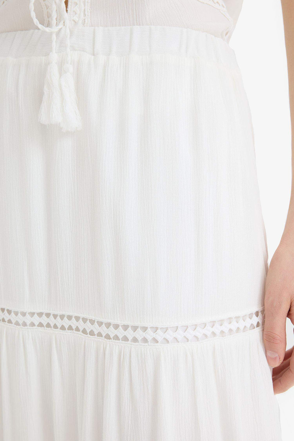 A-Line Normal Waist Lined Crinkle Viscose Maxi Skirt