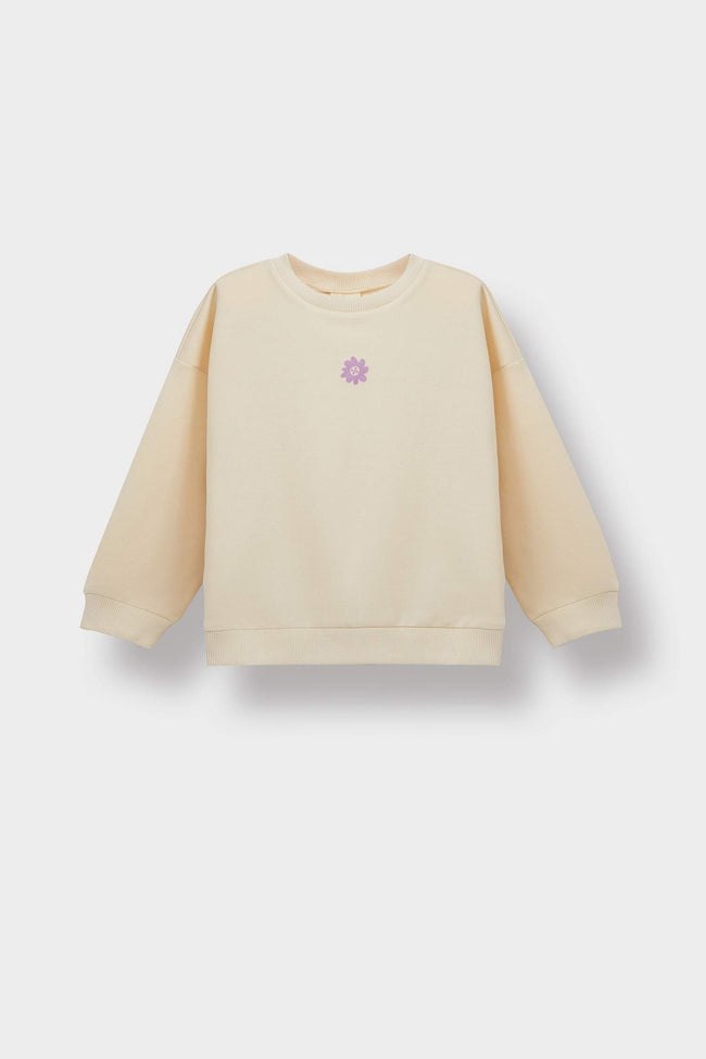Baby Girl Crew Neck Floral Sweatshirt Hover Image