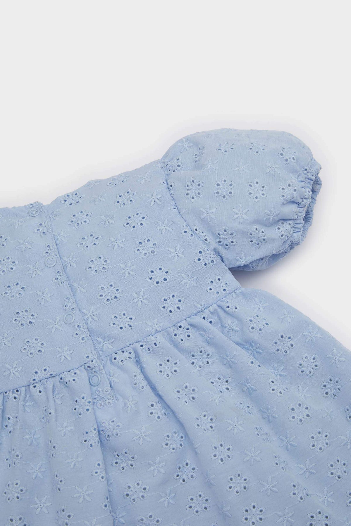 Baby Girl Floral Short Sleeve Brode Dress Panties 2 Piece Set