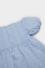 Baby Girl Floral Short Sleeve Brode Dress Panties 2 Piece Set