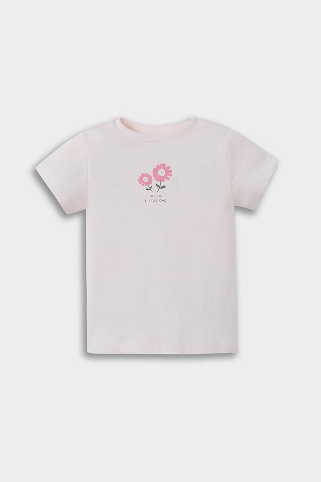 Baby Girl 2-Piece Set Floral Combed Cotton Short Sleeve T-Shirt Overalls Main Image