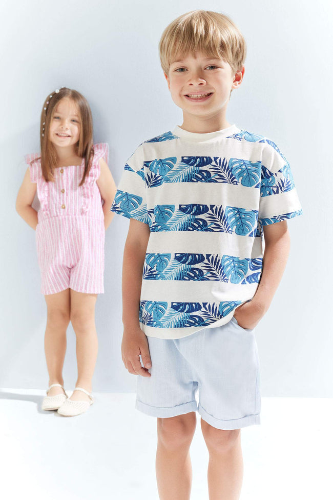 Baby Boy Regular Fit Palm Patterned T-Shirt Hover Image