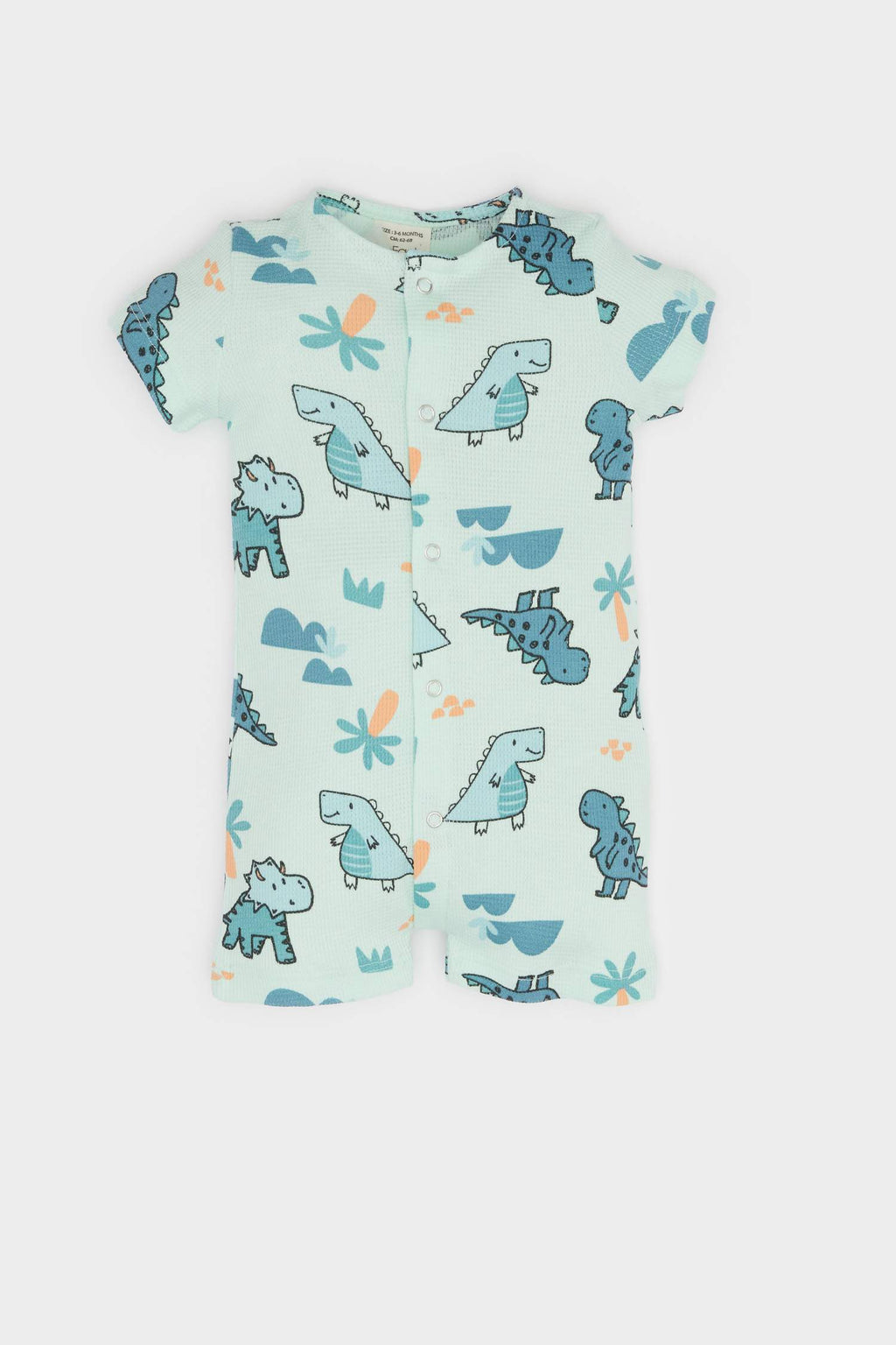 Baby Boy Newborn Dinosaur Printed Waffle Jumpsuit