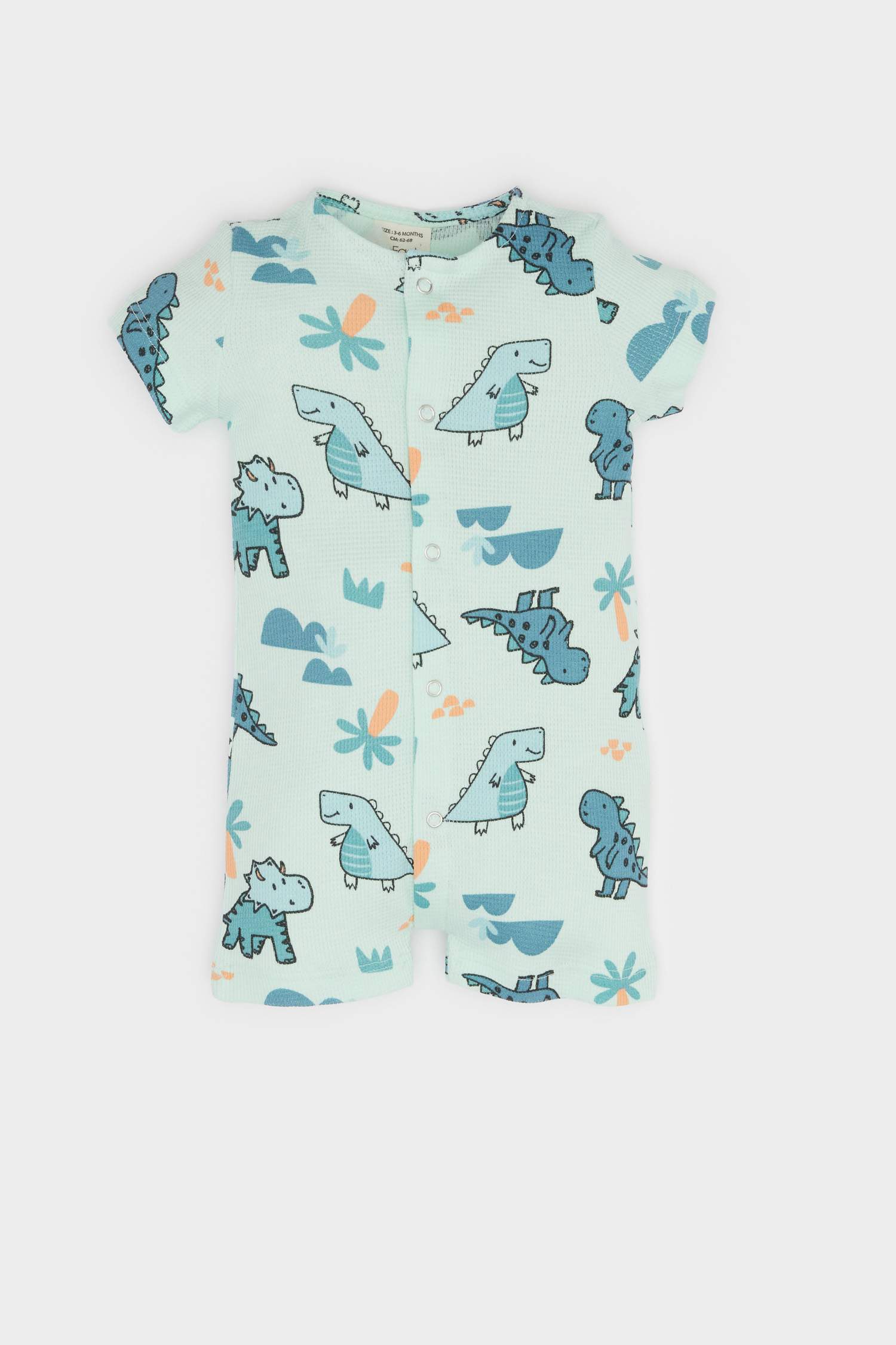 Baby Boy Newborn Dinosaur Printed Waffle Jumpsuit