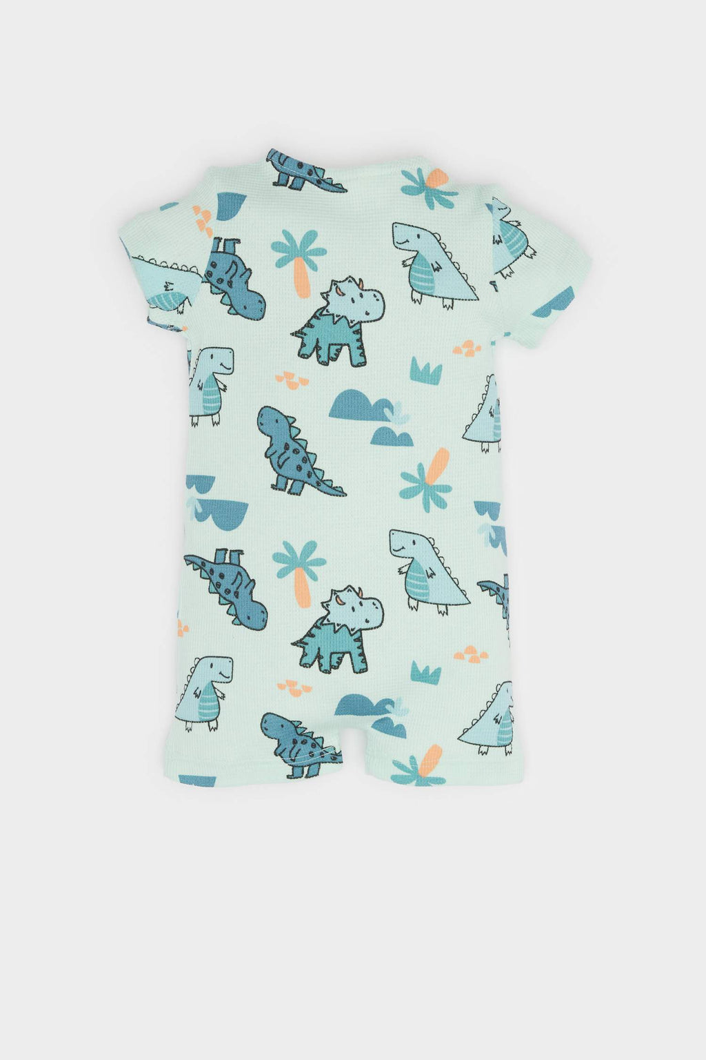Baby Boy Newborn Dinosaur Printed Waffle Jumpsuit