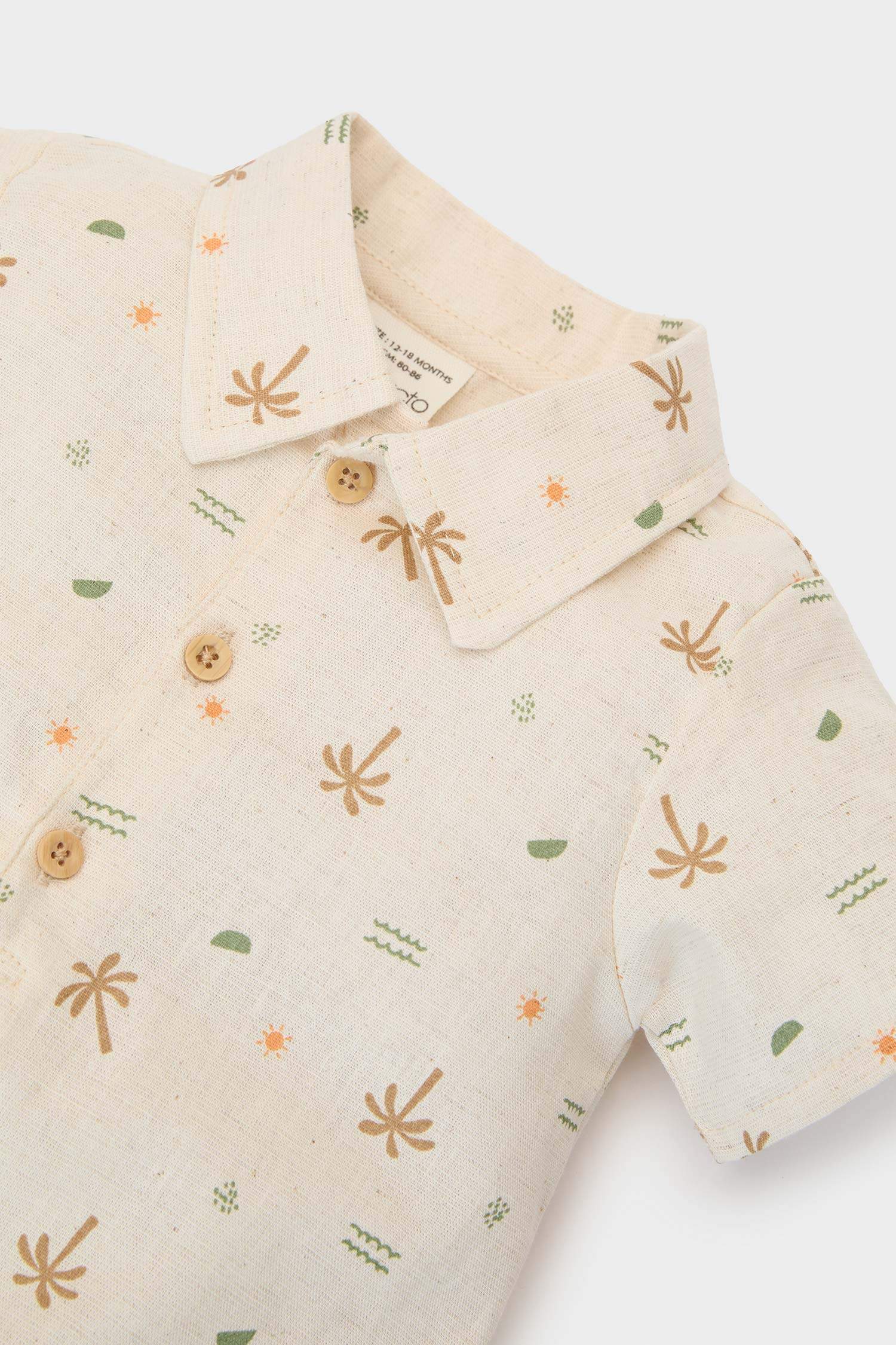 Baby Boy Palm Patterned Linen 2 Piece Set