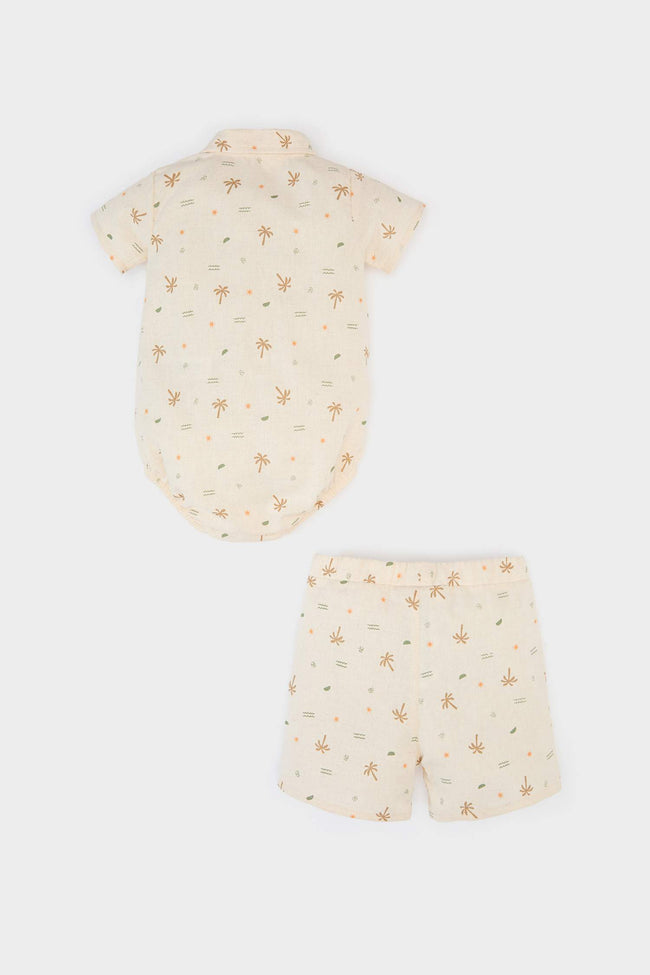 Baby Boy Palm Patterned Linen 2 Piece Set Main Image